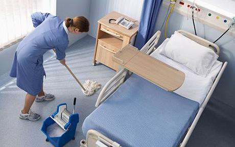 cleaning hospital room