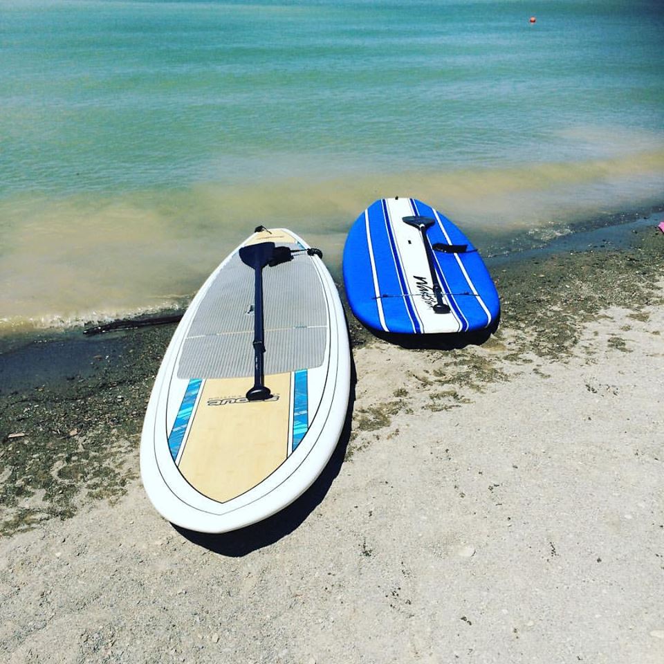 Paddle boards on the beach